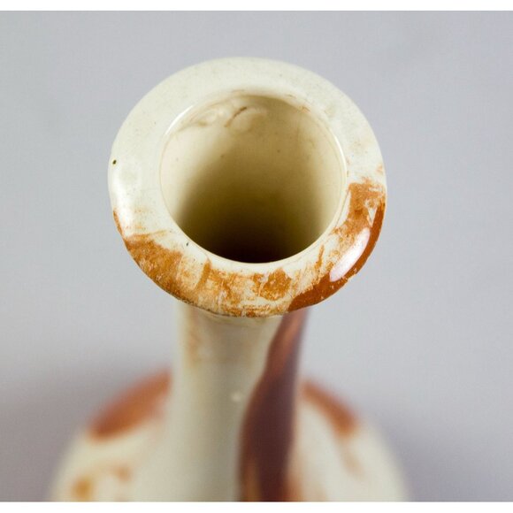 Alaska Clay Ceramic By Pool Cream/Brown Swirl Bud Vase 6.25" Signed AS IS - Picture 4 of 7